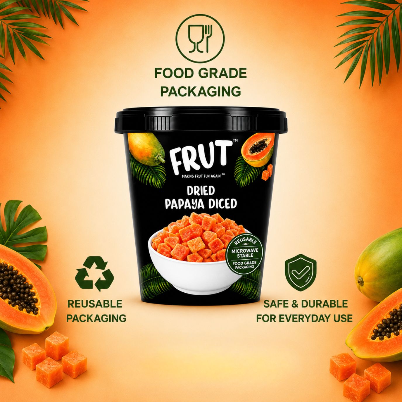 Premium Dried Papaya | Naturally Sweet Healthy Snack FRUT