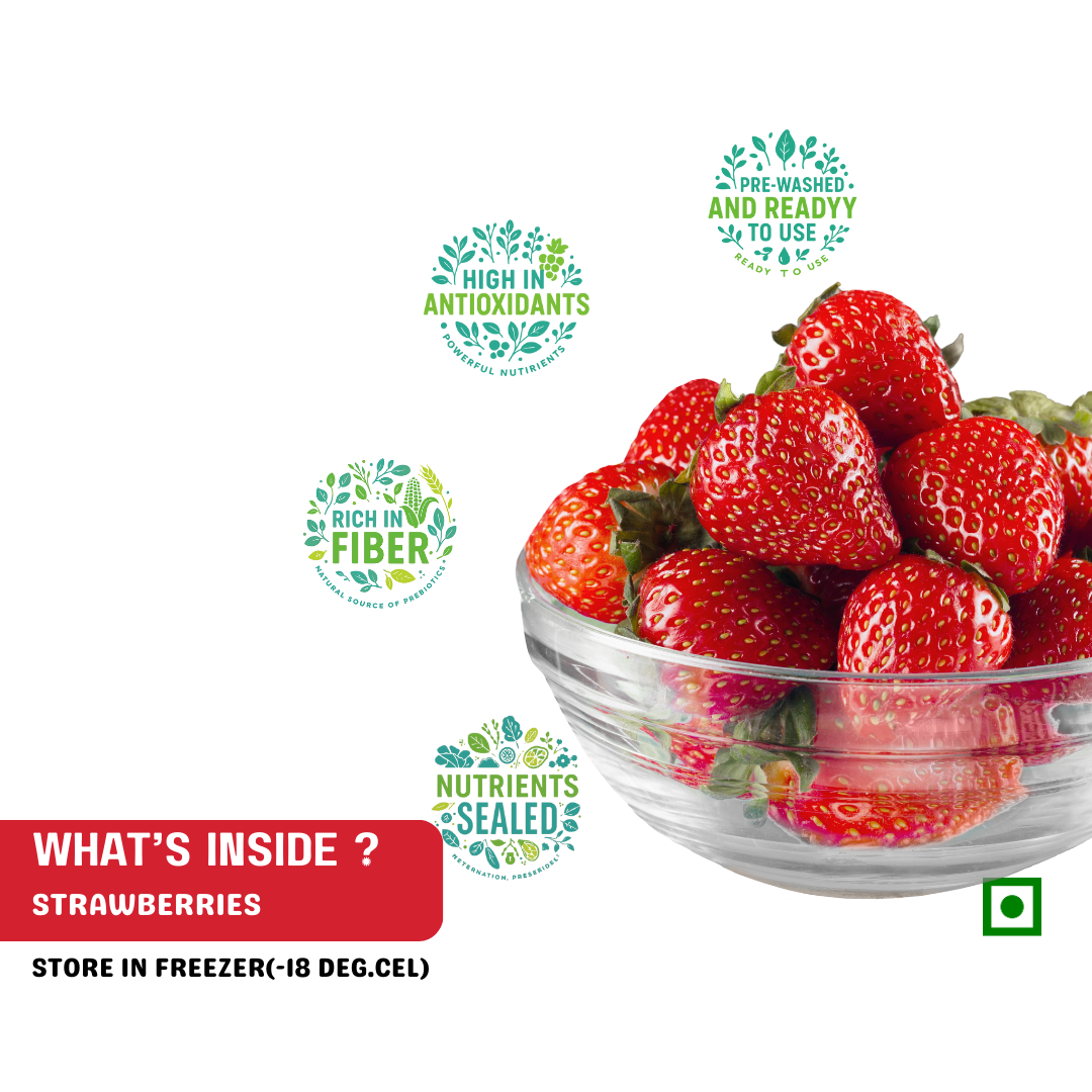 Imported Frozen Strawberries 1kg - Ready to Use, Farm Fresh FRUT