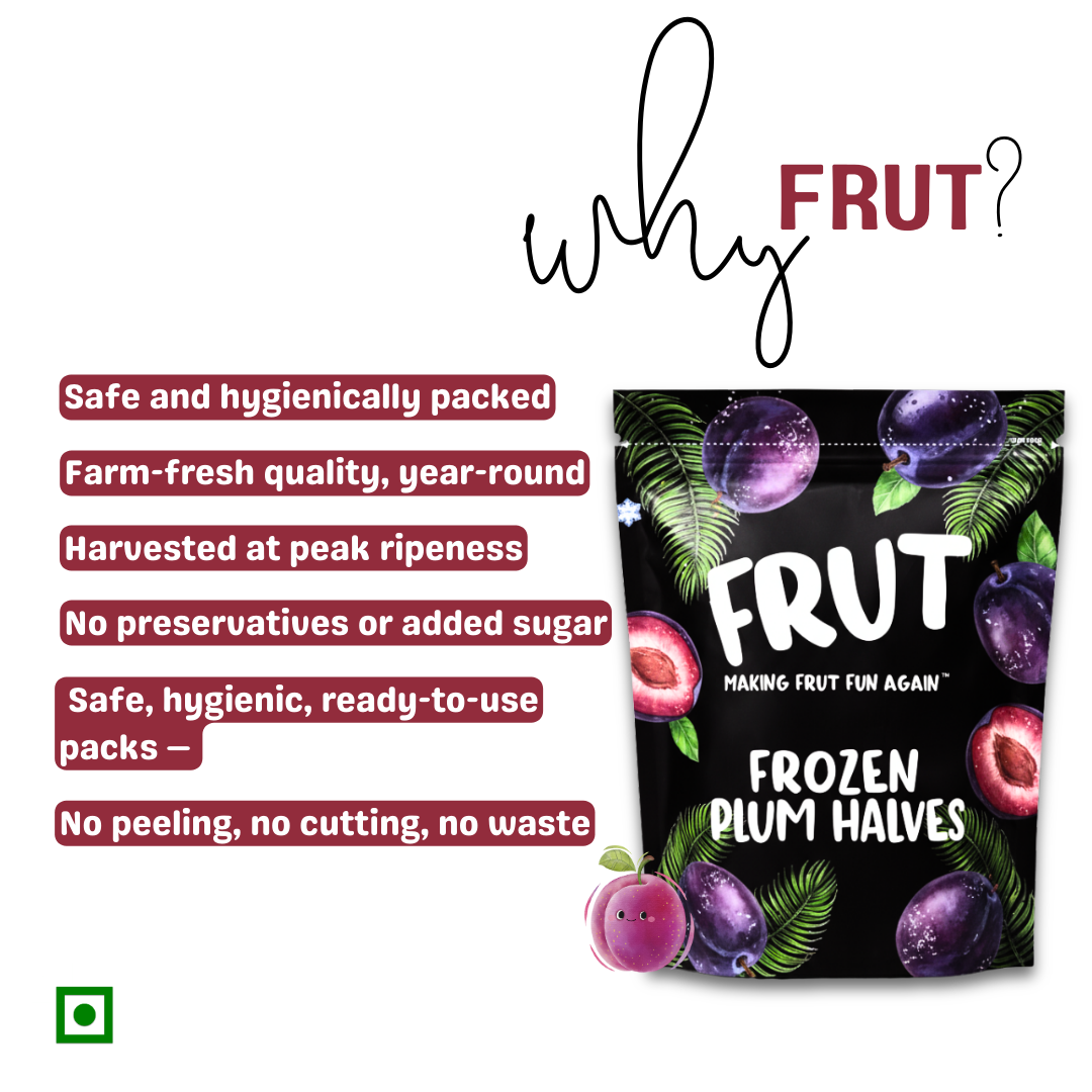Frozen Plum Halves 1kg - Clean IQF Plum for Smoothies, Desserts & Easy Recipes FRUT