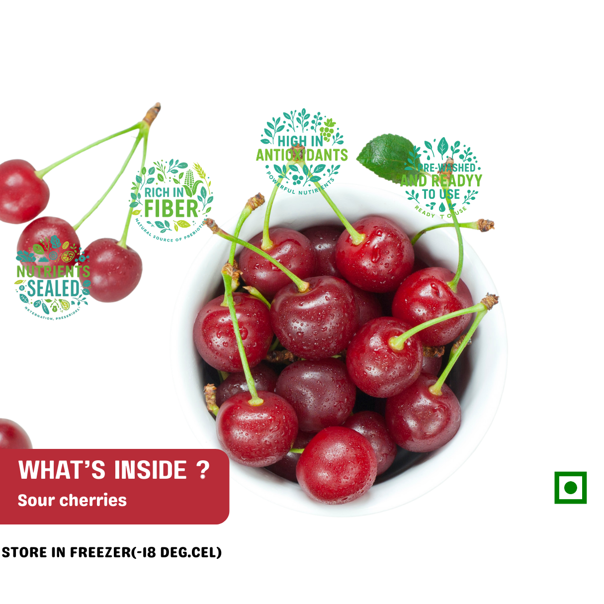 Frozen Sour Cherries - IQF Superfruit Perfect for Baking FRUT