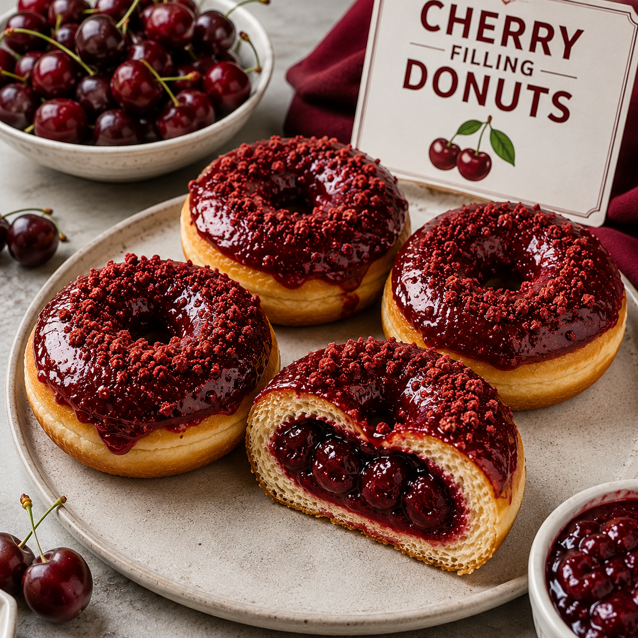 Make you own Cherry Filling donuts with fruit cherry fillings