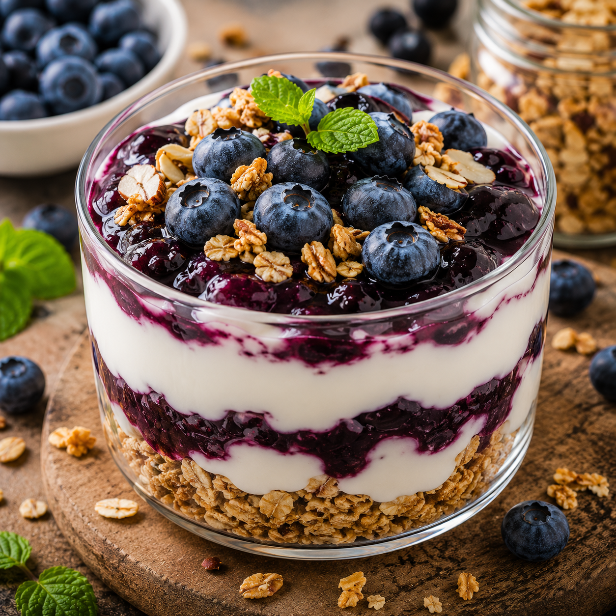 Make your own blueberry layers in granola with our blueberry fillings