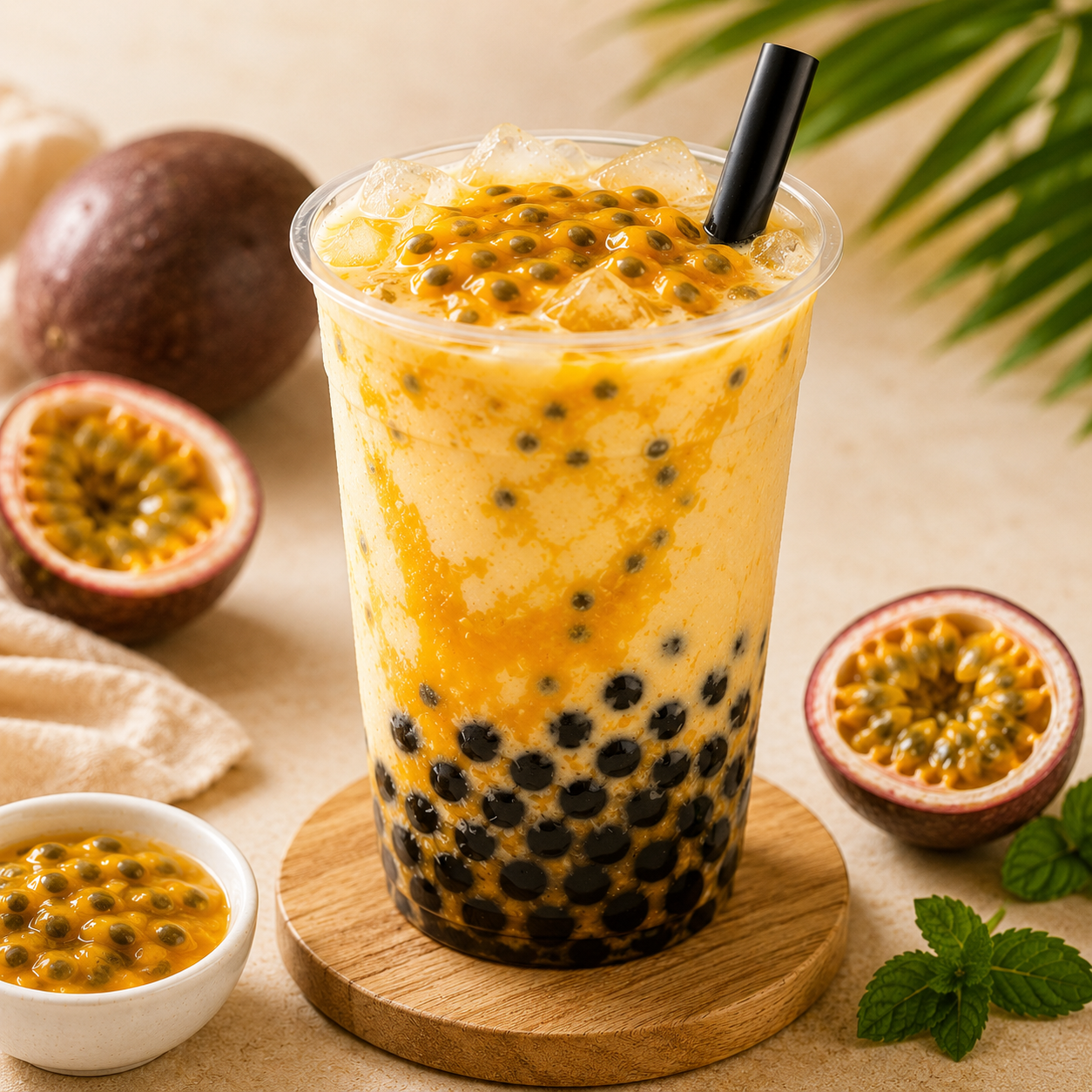 passion fruit Boba Drink by using fruit fillings
