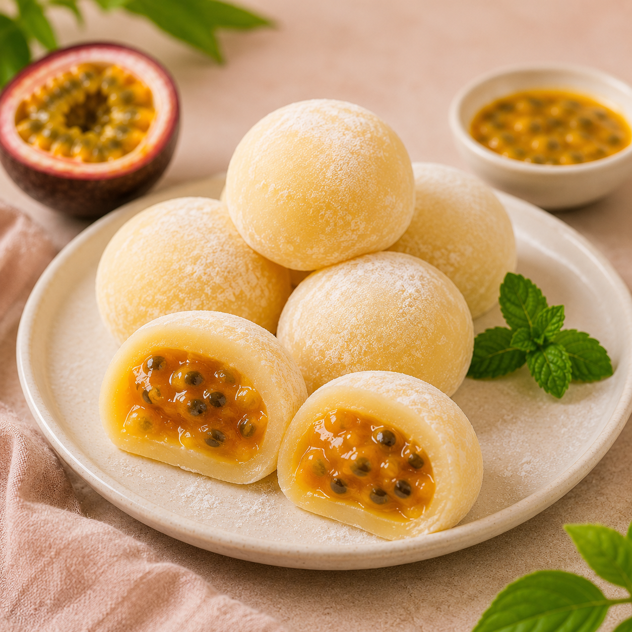 passion fruit Mochi from frut passion fruit fillingh
