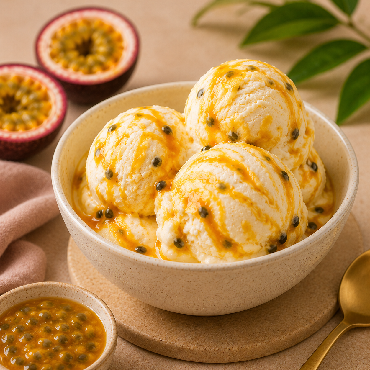 passion fruit ice cream ripple