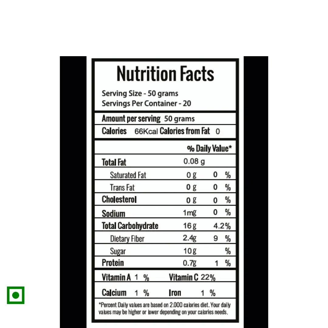 FRUT Frozen Blackberries nutrition facts – 56 kcal per 50g serving, rich in vitamin C, fiber, and antioxidants.