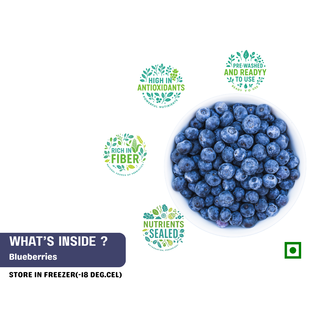 FRUT Frozen Blueberries rich in antioxidants, high fiber and sealed nutrients – pre-washed and ready to use