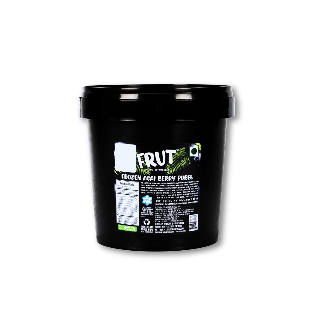 Frut frozen Acai Berry Puree 1kg - back label.