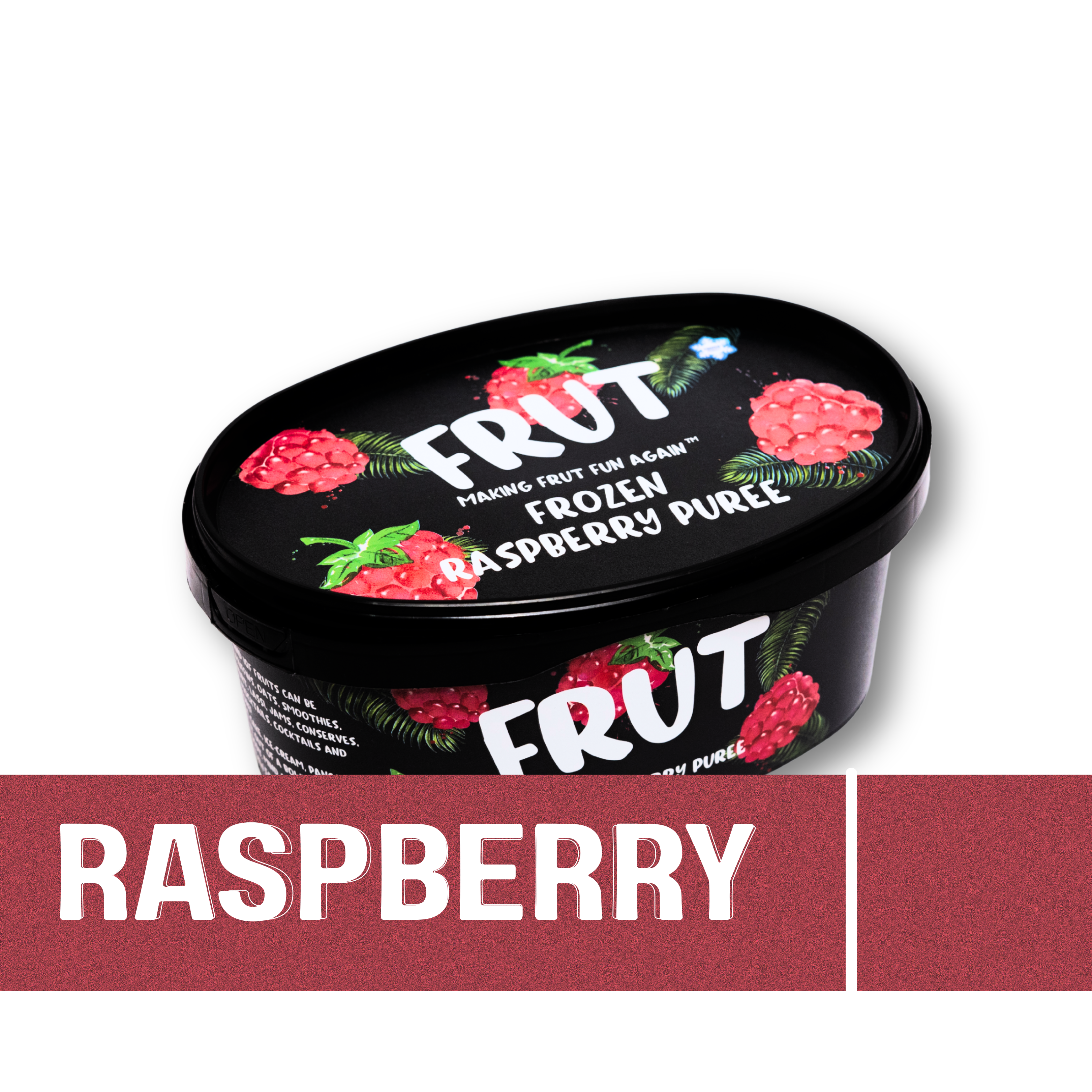 Frut 1kg raspberry puree/pulp for making sorbet, juice, and milk shakes.