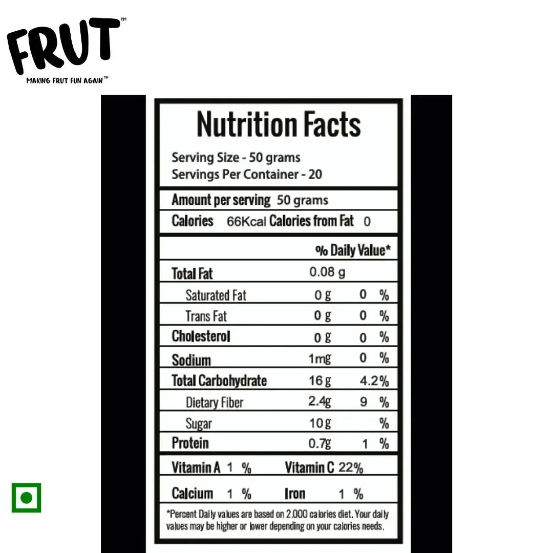 Frut Frozen Mulberries Nutrition Facts – Low calorie, high fiber, Vitamin C-rich frozen Mulberries per 100g serving