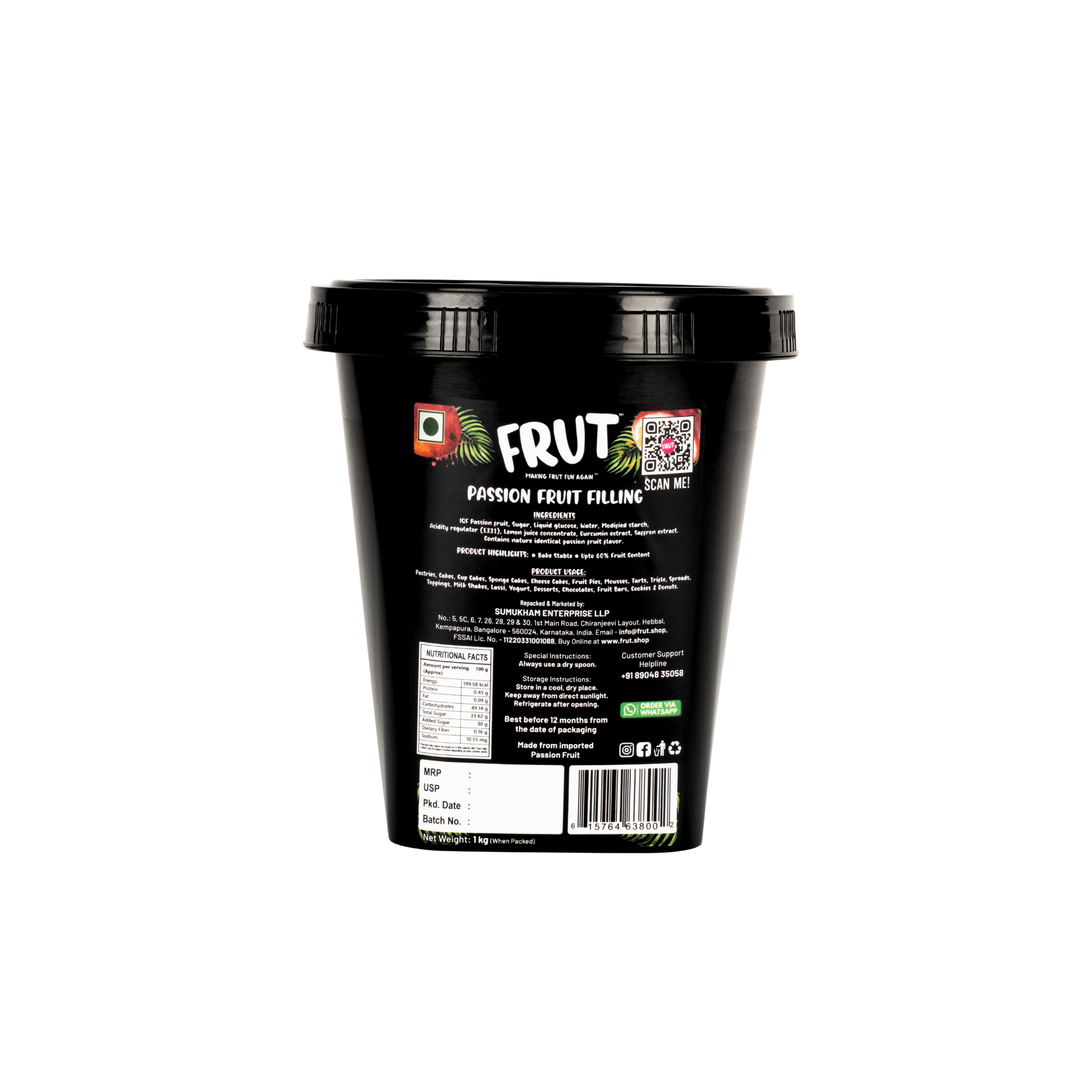 Passion fruit fillings 1kg- 60% real fruit FRUT