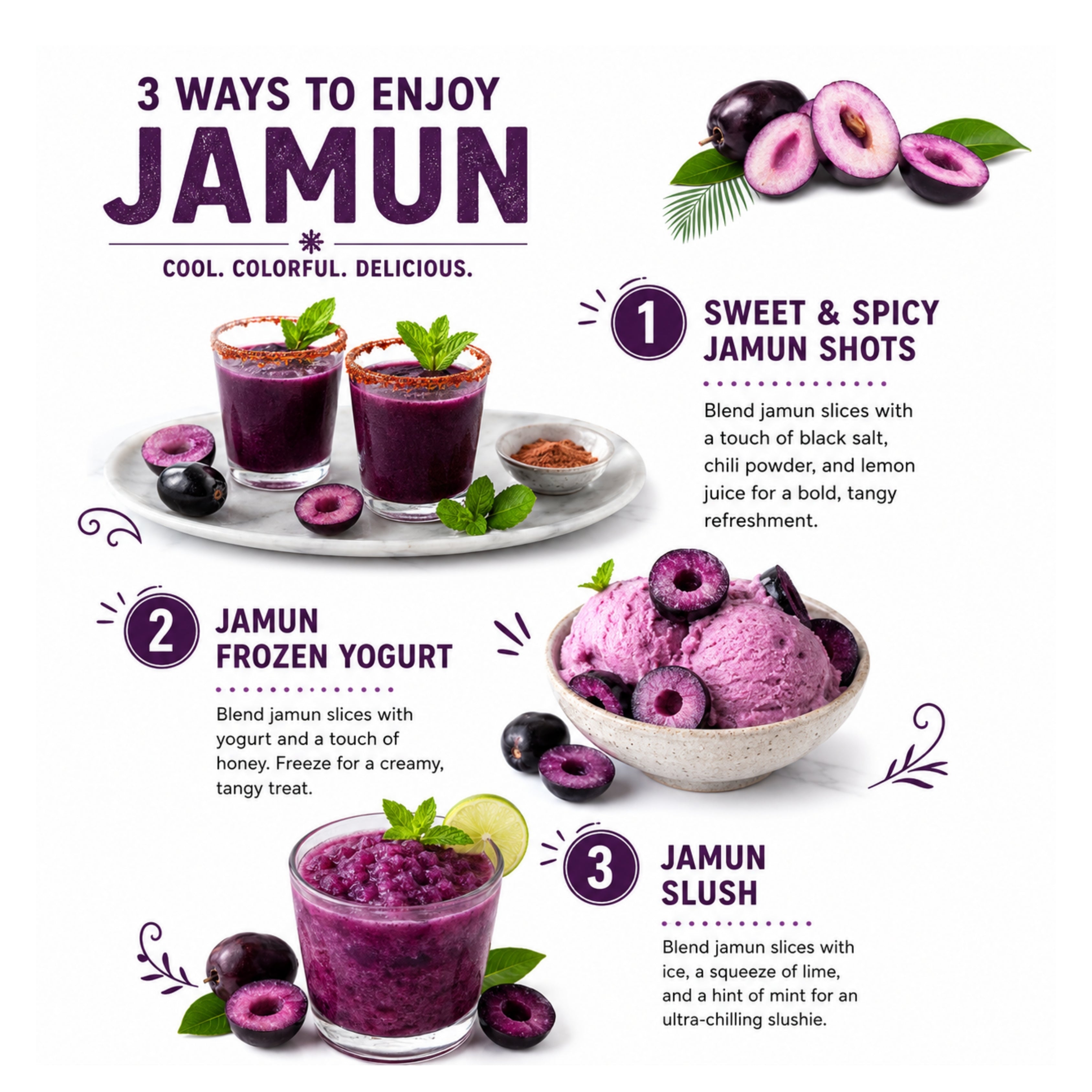 frozen jamun slices recipes sweet & spicy jamun shots, Jamun yogurt, jamun slush