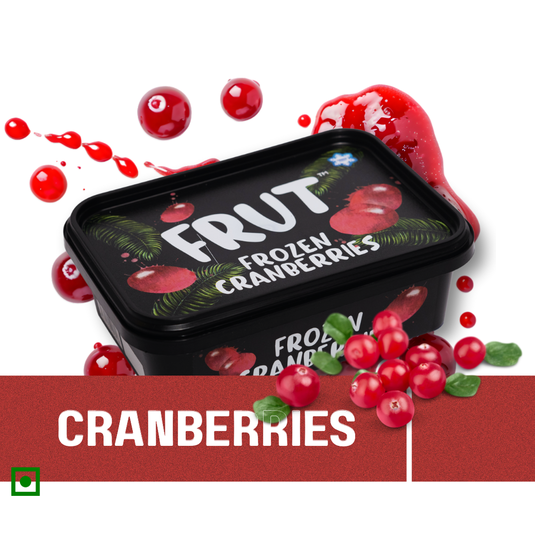FRUT Frozen Cranberries 400g pack — premium flash-frozen cranberries with nutrients sealed in for freshness.