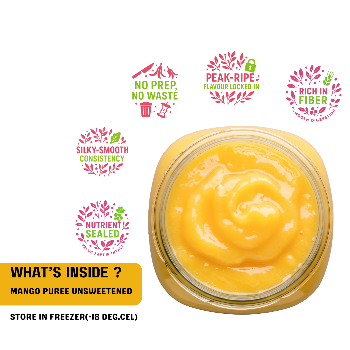 100% PUREE MANGO PUREE UNSWEETENED