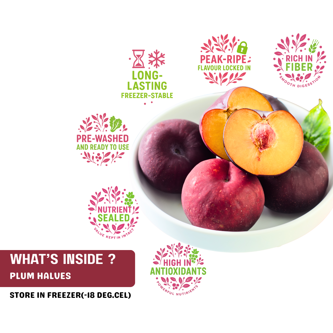 FRUT Frozen Plum Halves | Clean Frozen Plum for Smoothies, Desserts & Easy Recipes FRUT