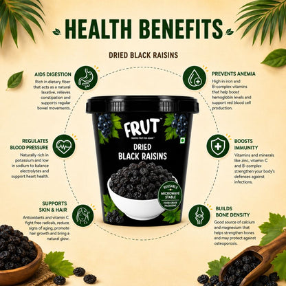 Health benefits of dried black raisins