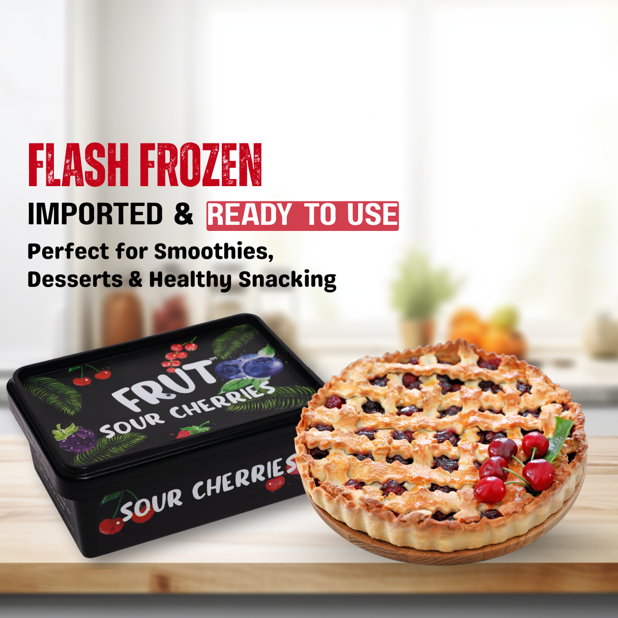 Frozen Sour Cherries - IQF Superfruit Perfect for Baking FRUT