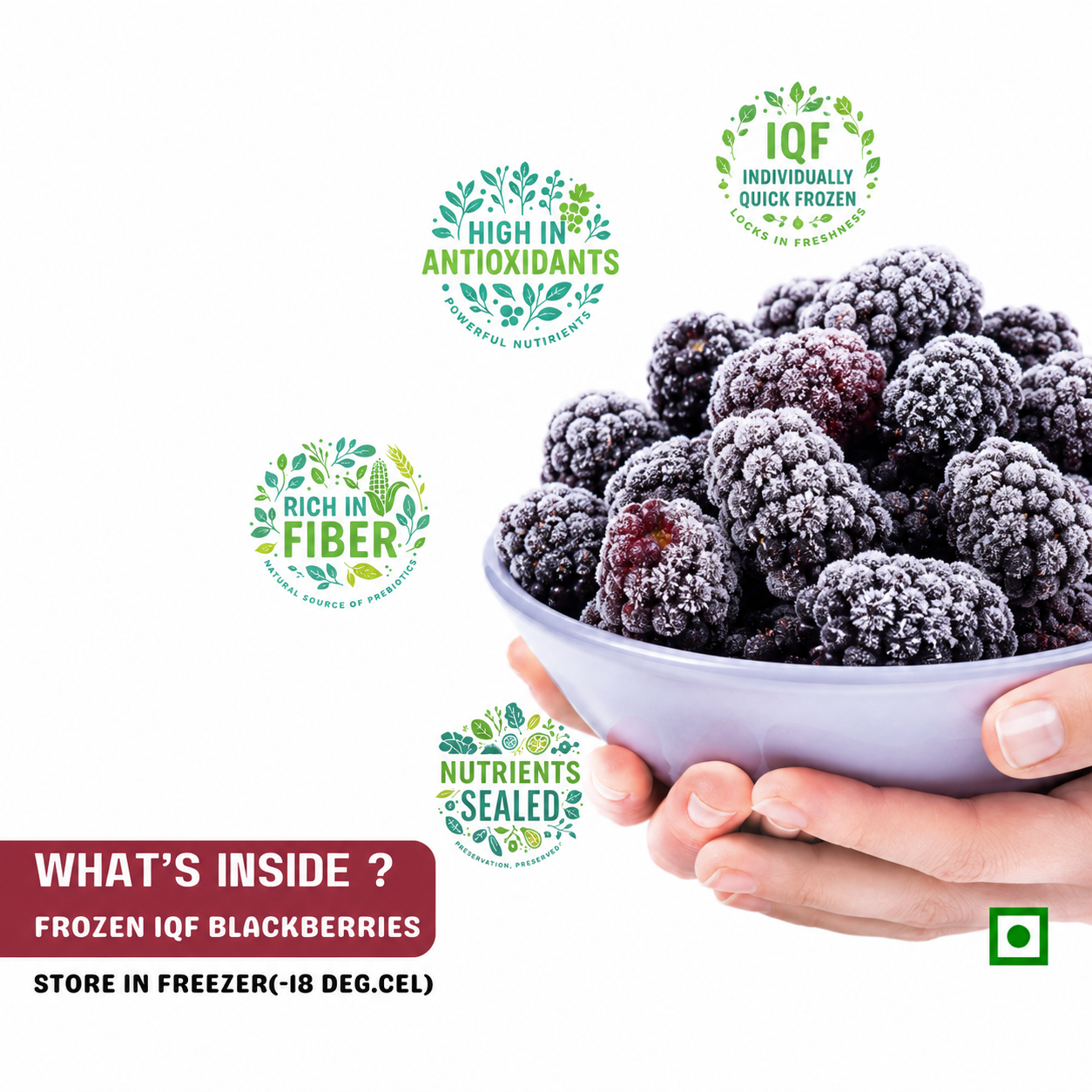 Imported Frozen Blackberries - IQF Perfect for Desserts & Baking FRUT