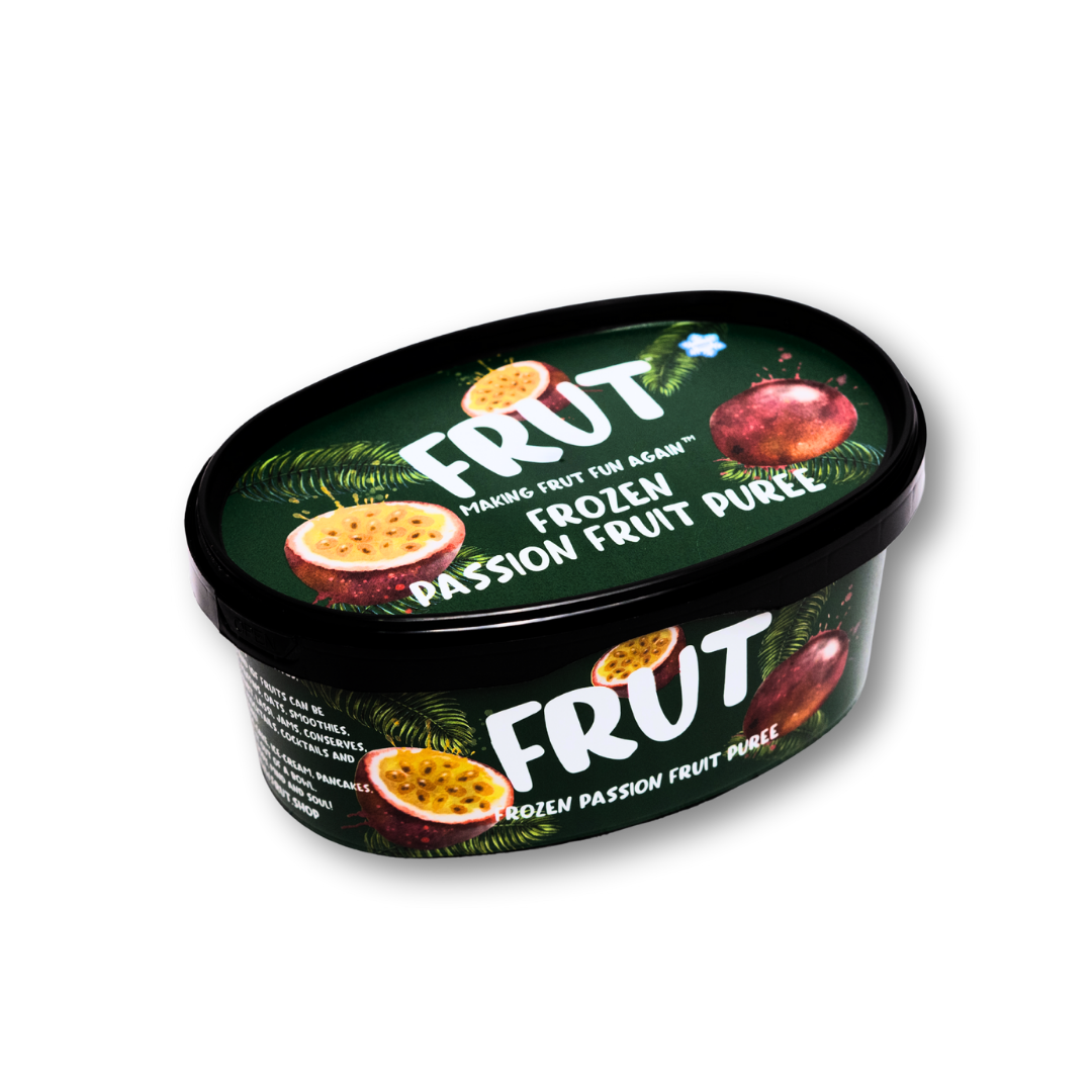 FRUT Frozen Passion Fruit Pulp - Natural & Tangy, Real Fruit, No Added Sugar front image with white background