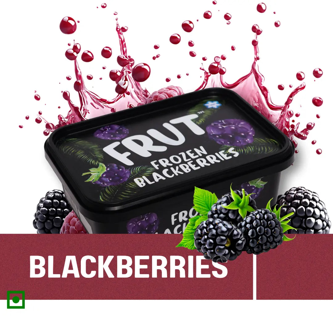 FRUT Frozen Blackberries pack with juicy blackberry and raspberry splash — rich, fresh, and ready-to-use frozen berries for desserts and smoothies.