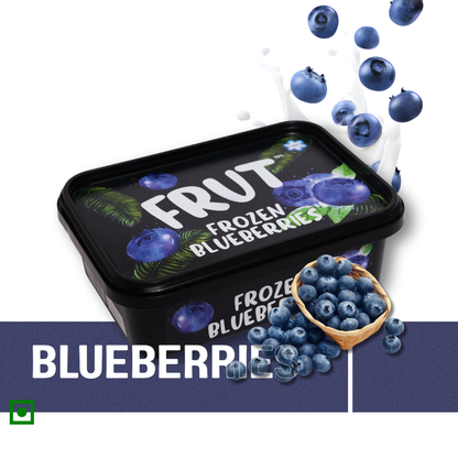 Frut Frozen Blueberries – 100% natural blueberries frozen at peak ripeness, perfect for smoothies, desserts and healthy snacks