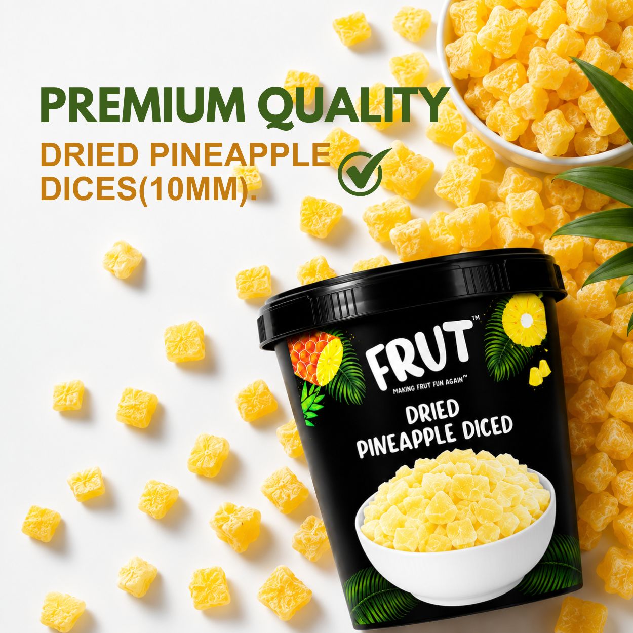 premium quality dried pineapple dices