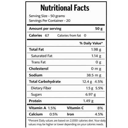 Nutrients of frozen Acai Berry Pulp