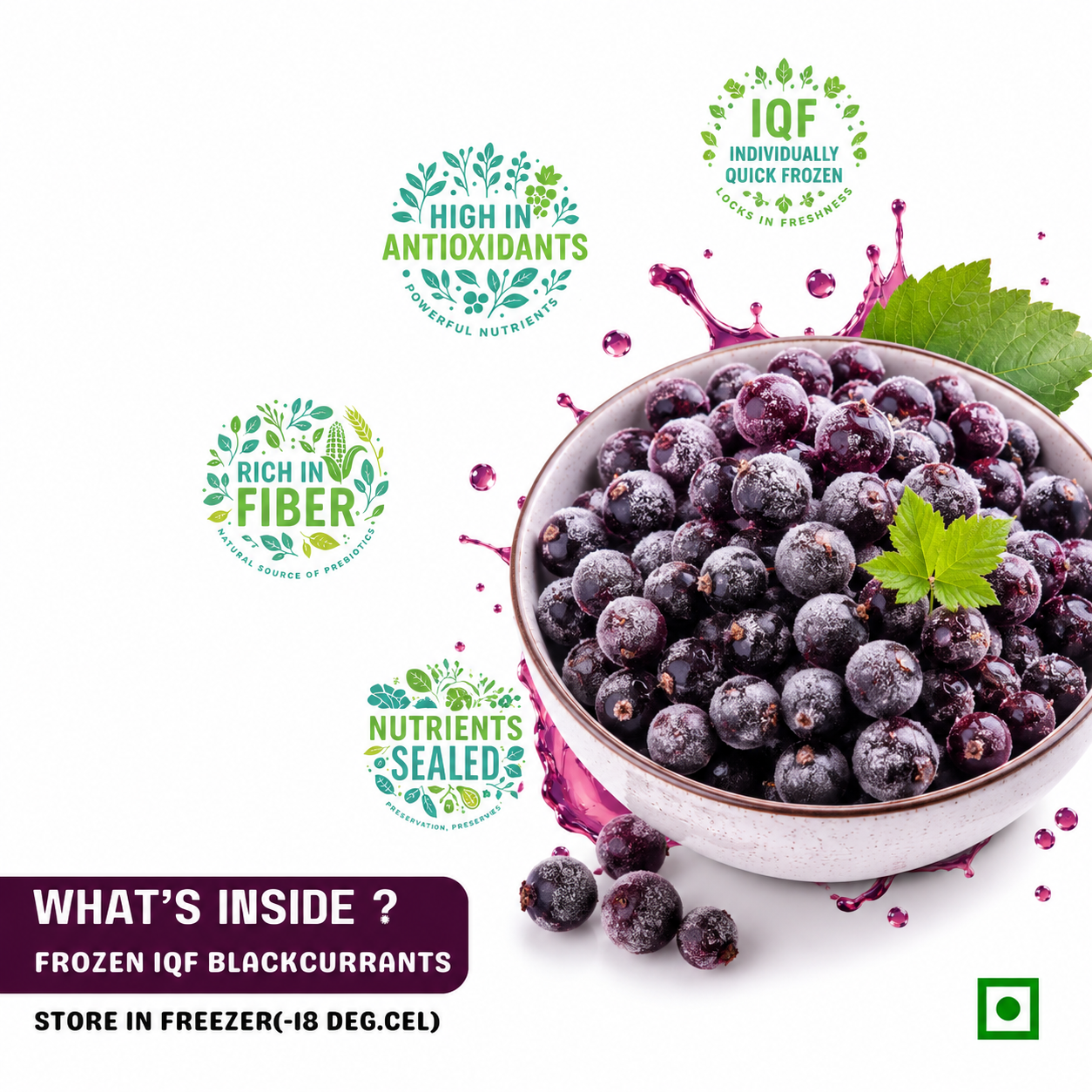 frut premium frozen blackcurrants are rich in fibre, high in anti-oxidants. Bowl of frozen blackcurrants