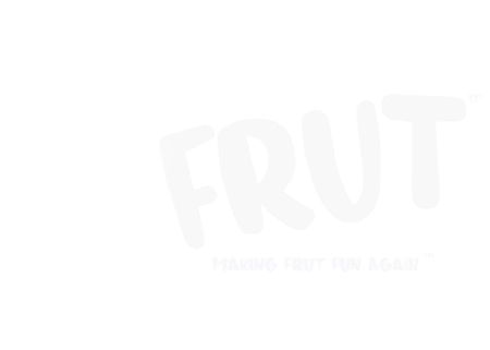 Transparent frut logo with taglin as "making frut fun again" 